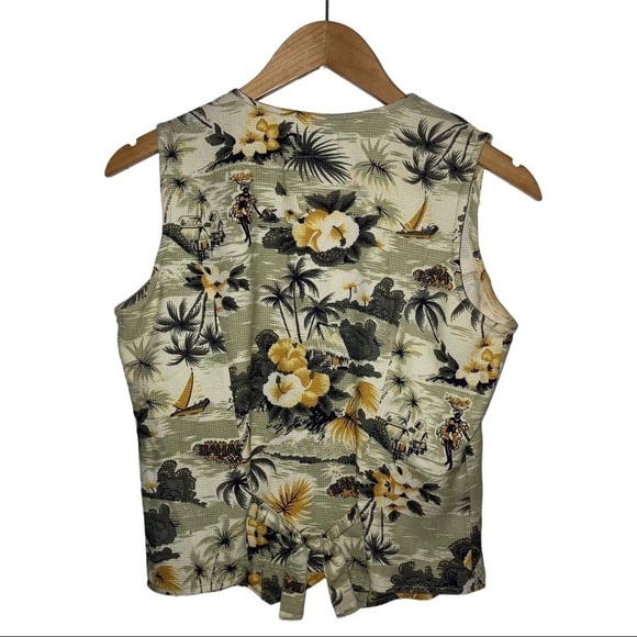 Tommy Bahama Textured Silk Womens Sleeveless Vest M Yellow Green - Picture 4 of 4